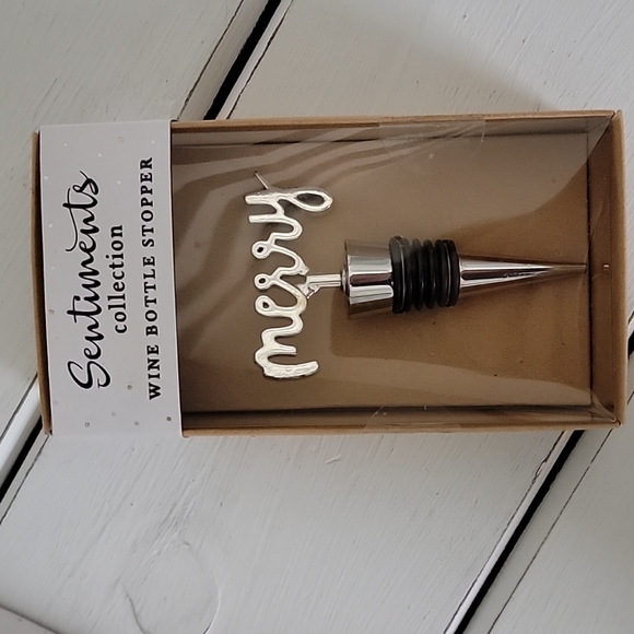 Sentiments Collection NIB "Merry" Cheese Spreader & Wine Bottle Stopper - Picture 4 of 5